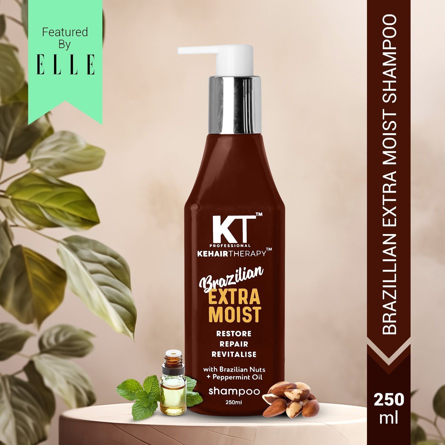 KT Professional Brazilian Extra Moist Shampoo, Deep Hydration & Repair - 250ml