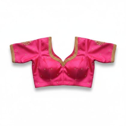 Pink Embroidered Sweetheart Neck Blouse