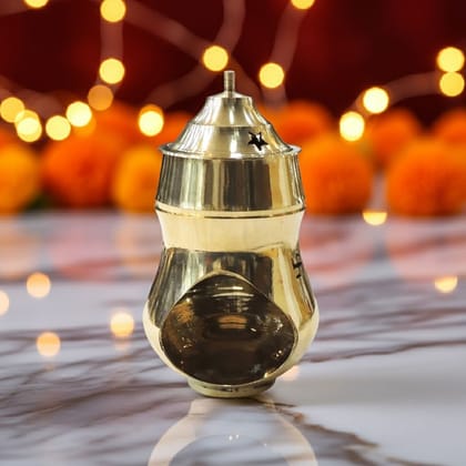 Brass Incense Burner – Aromatic Dhoop Diffuser for Home & Temple, Height : 5.2 Inch (ZMAS486 A)