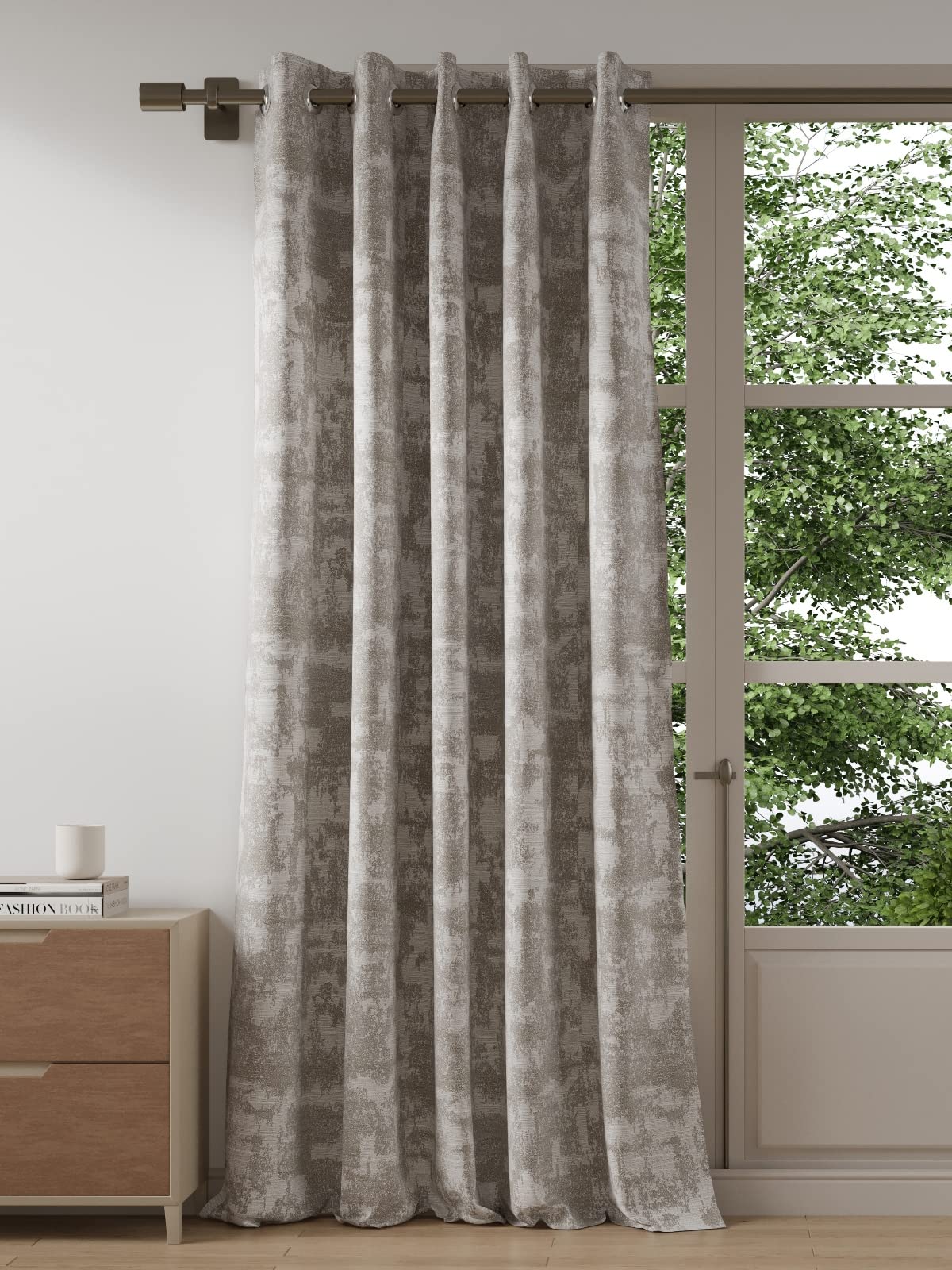 DDECOR - 100% PolyesterPlain & Texture PatternDoor 7 Ft|135 CM X 225 CM| - Grey