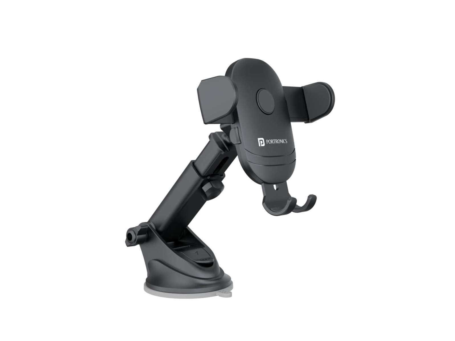 Portronics Clamp M2 Adjustable Car Mobile Phone Holder Stand for Dashboard & Windshield, 360 Rotational, Strong Suction Cup, Compatible with 4 to 6 inch Devices