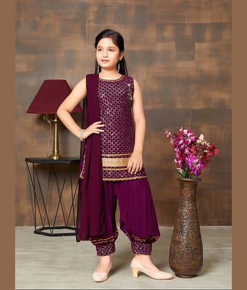 Aarika Girls Georgette Suit Sets ( Pack of 1 , Purple )