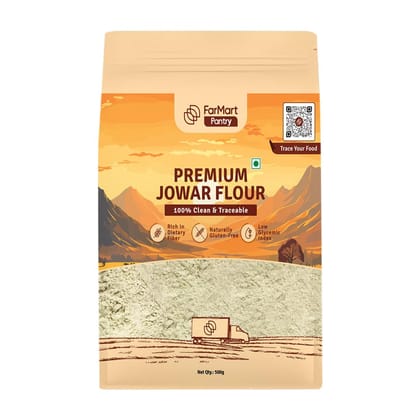 FarMart Pantry Premium Jowar Flour (500 g) | Naturally Gluten-Free & High in Fiber | Perfect for Rotis, Chillas & Healthy Cooking FarMart Pantry Premium Jowar Flour (500 g) | Naturally Gluten-Free & High in Fiber | Perfect for Rotis, Chillas & Healthy Cooking