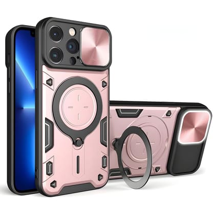 LIRAMARK Case with Apple iPhone 12 ProMax (6.1 inch) with Stand & Slider Camera Military