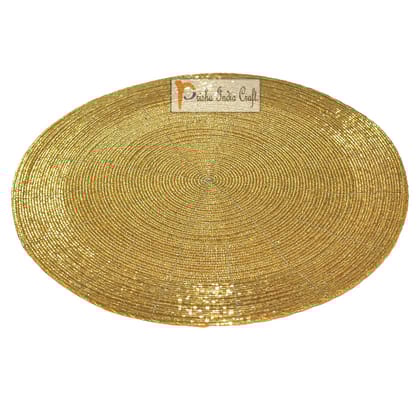 Beaded Dining Tablemat | Diameter 12 Inch | Silver