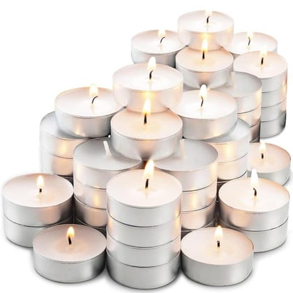 Panchhi Store Candles for Home Decor Unscented Pure Wax Tea Lights Candles 4 Hours Burn Time Smokeless Long-Lasting for Home, Weddings Events Emergencie Decorations White Tealight Candles Pack of 50 Panchhi Store Candles for Home Decor Unscented Pure Wax Tea Lights Candles 4 Hours Burn Time Smokeless Long-Lasting for Home, Weddings Events Emergencie Decorations White Tealight Candles Pack of 50