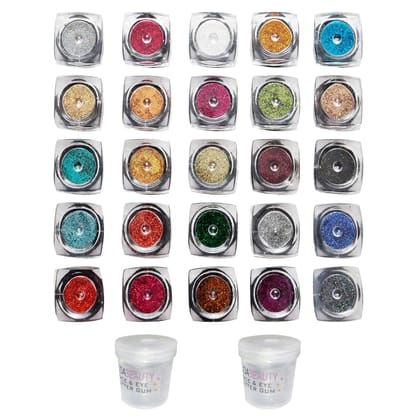 Elecsera Multicolor Beautiful Eyeshadow Glitter Powder with Eye Glue/Gum 200 g (Multicolor)