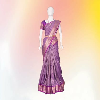 Traditional Purple Pattu Silk Saree with Gold Zari Border | Elegant Ethnic Wear | Festive & Wedding