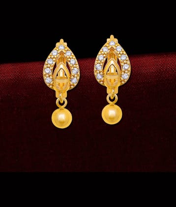 LUV FASHION Golden Stud Earrings ( Pack of 1 )
