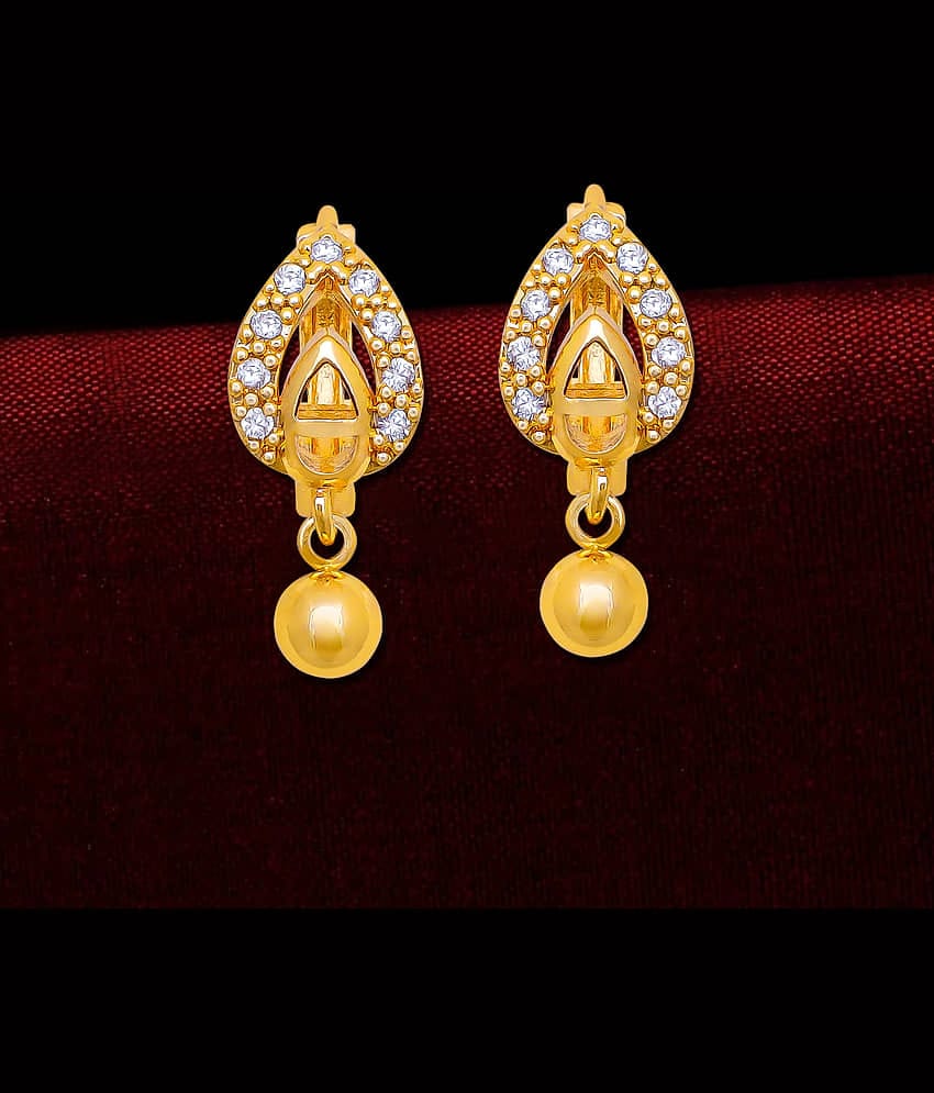 LUV FASHION Golden Stud Earrings ( Pack of 1 )