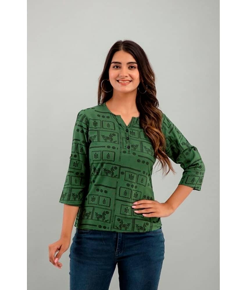 NeshamaKurti Women's Rayon Regular Top ( Green )