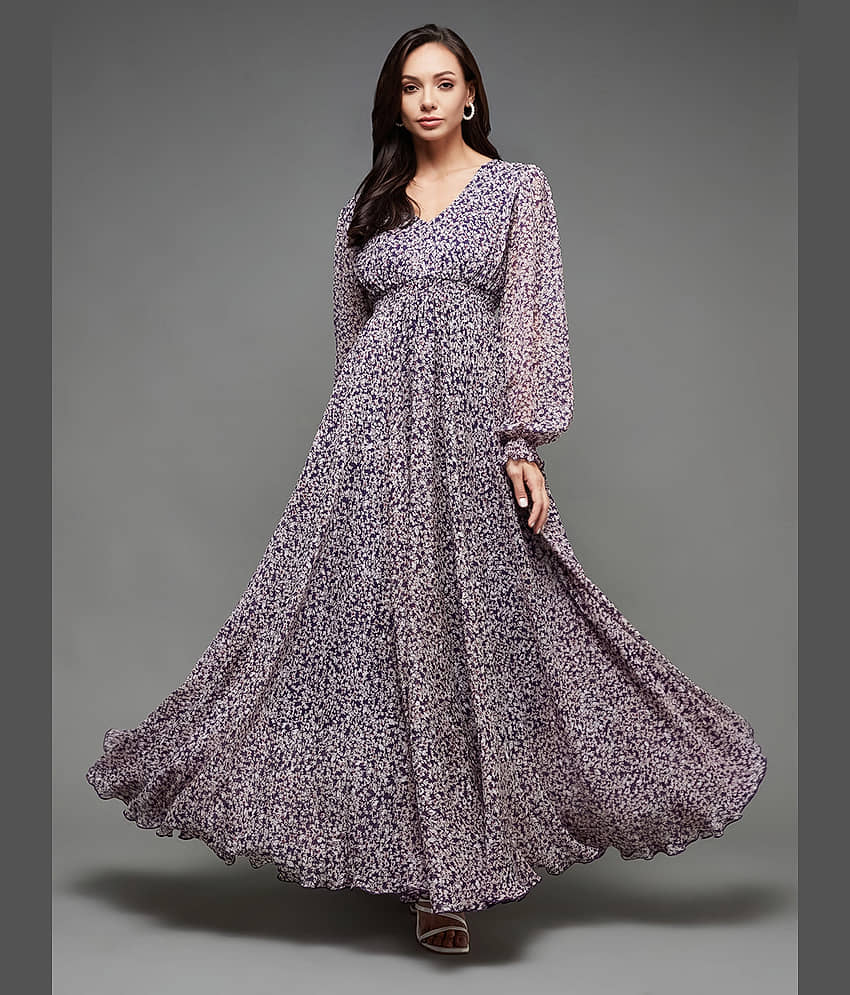 Miss Chase Women Chiffon Printed Fit & Flare Dress ( Multi Color )