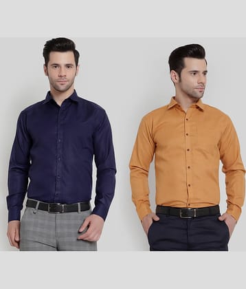 SREY - Navy Blue Polyester Blend Slim Fit Men's Formal Shirt ( Pack of 2 )
