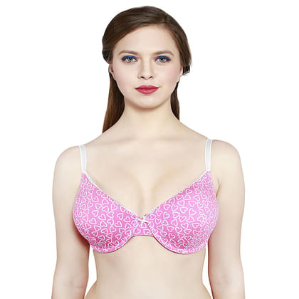 HEART PRINT LOW CUT PADDED BRA