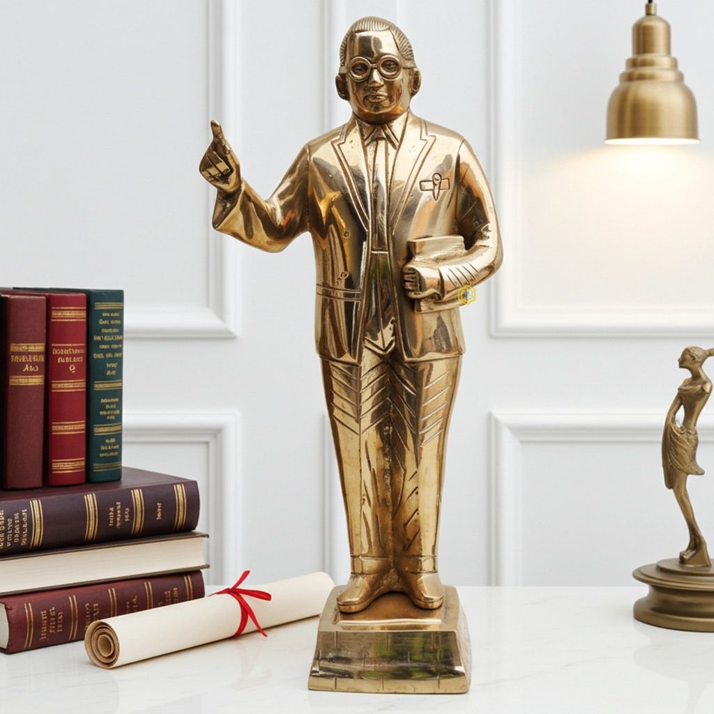 Brass Showpiece Ambedker Standing Statue - Indian Heritage Showpiece, Height : 13 Inch (BSMAS533 B)