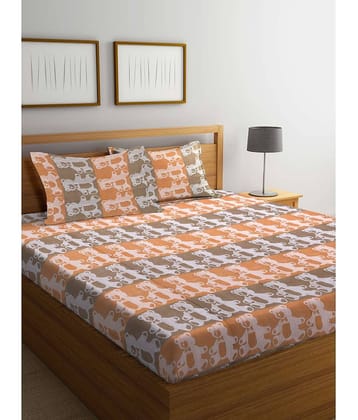 Klotthe Cotton 1 Double King Bedsheet with 2 Pillow Covers ( Peach )