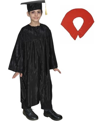 Kaku Fancy Dresses Graduation Gown with Scarf | Degree Gown Costume For Convocation, Black, 10-12 Years, For Boys & Girls
