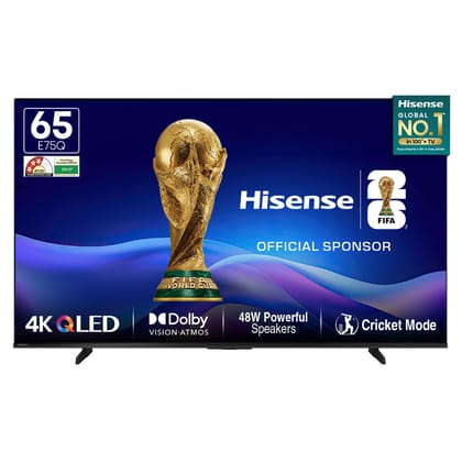 Hisense 126 cm (50 Inches) 4K Ultra HD Smart QLED TV | 48W Powerful Speakers | Dolby Atmos & HDR10+ | ALLM, VRR & Game Mode | Cricket Mode | AI 4K Upscaler | VIDAA OS | 50E75Q (Black) Hisense 126 cm (50 Inches) 4K Ultra HD Smart QLED TV | 48W Powerful Sp