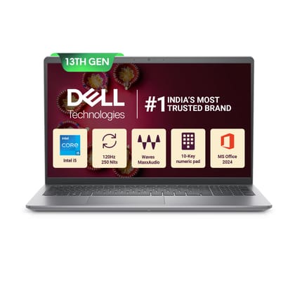 Dell 15, 13th Gen Intel Core i5-1334U (16GB DDR4, 512GB SSD) Anti-Glare FHD 15.6"/39.62cm, Windows 11, Microsoft Office Home 2024, Grey, 1.66kg, [Vostro 3530], 12 Month McAfee, Thin & Light Laptop Dell 15, 13th Gen Intel Core i5-1334U (16GB DDR4, 512GB S