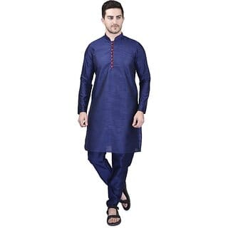 PrintCultr Men Kurta and Pyjama Set (Dark Blue) PrintCultr Men Kurta and Pyjama Set (Dark Blue)