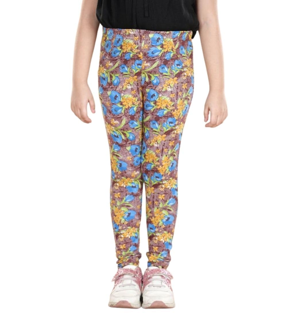 Girl's Cotton Blended Floral Elasticated Jeggings (Multicolor, 2-3-Yrs)-PID66063