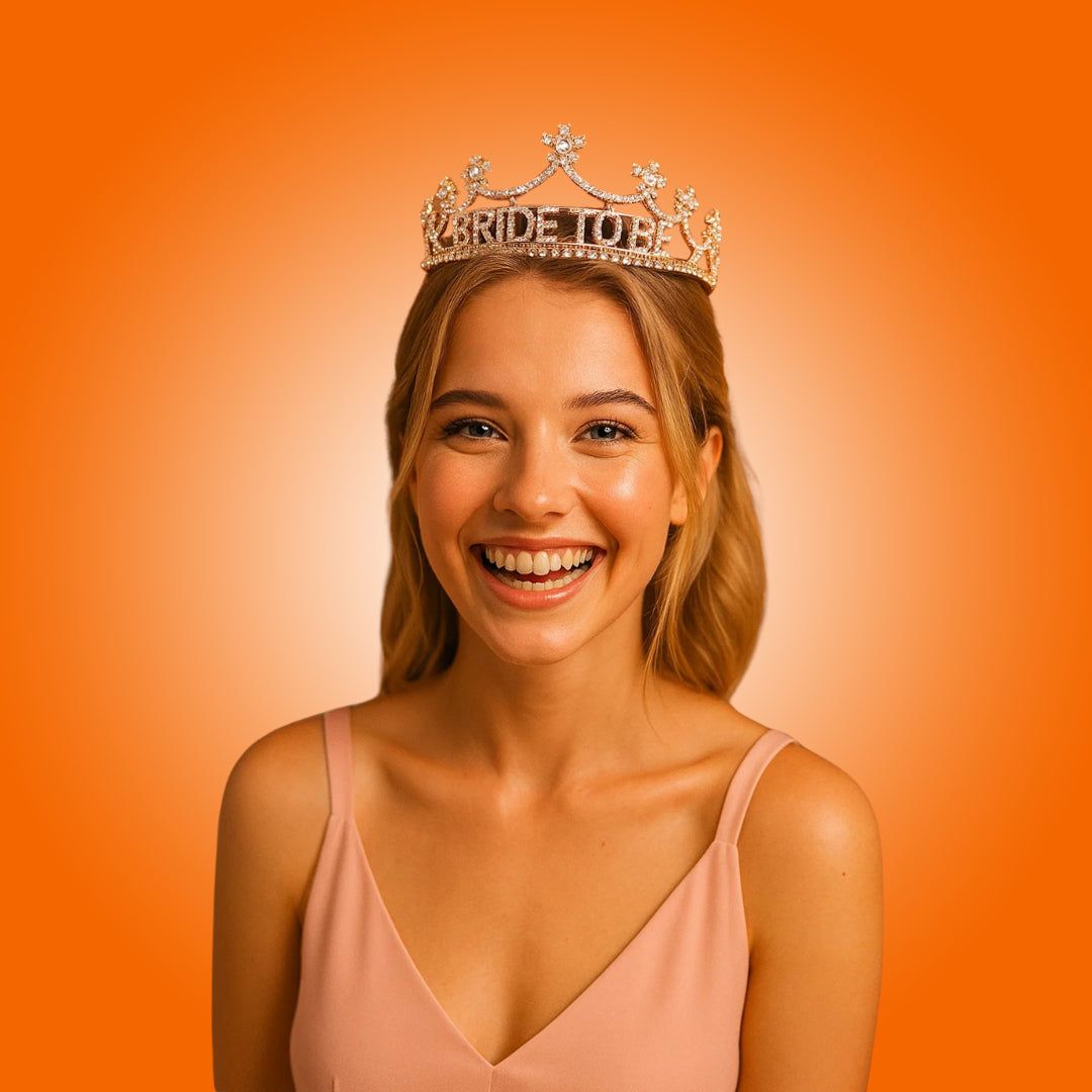 Bride To Be Rose Gold Tiara with Rhinestones - 1PC