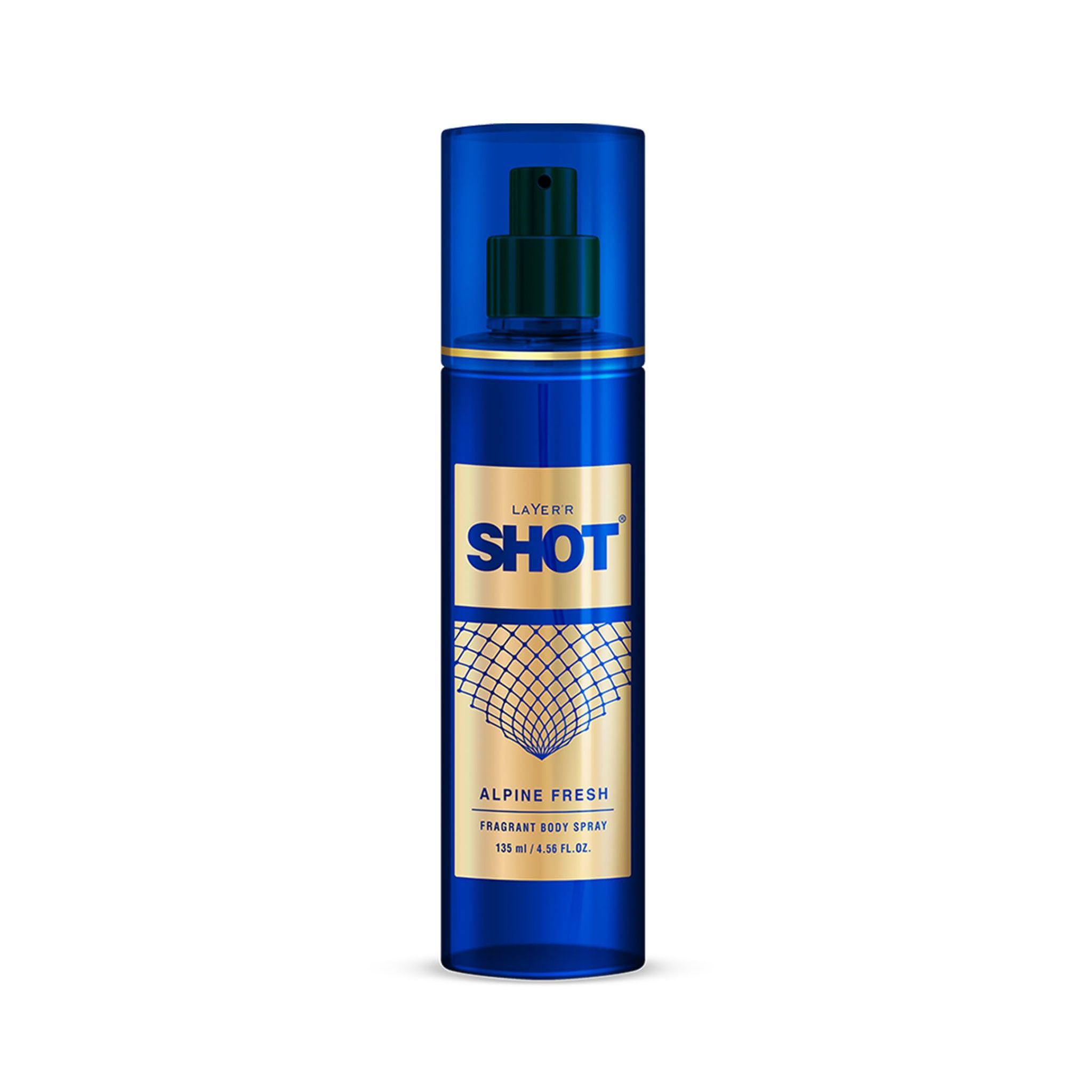 Layer�r Shot Alpine Body Spray for Men 135ml | Long-Lasting Fresh Deodorant with Citrus & Aquatic Notes | Clean, Confident Everyday Fragrance