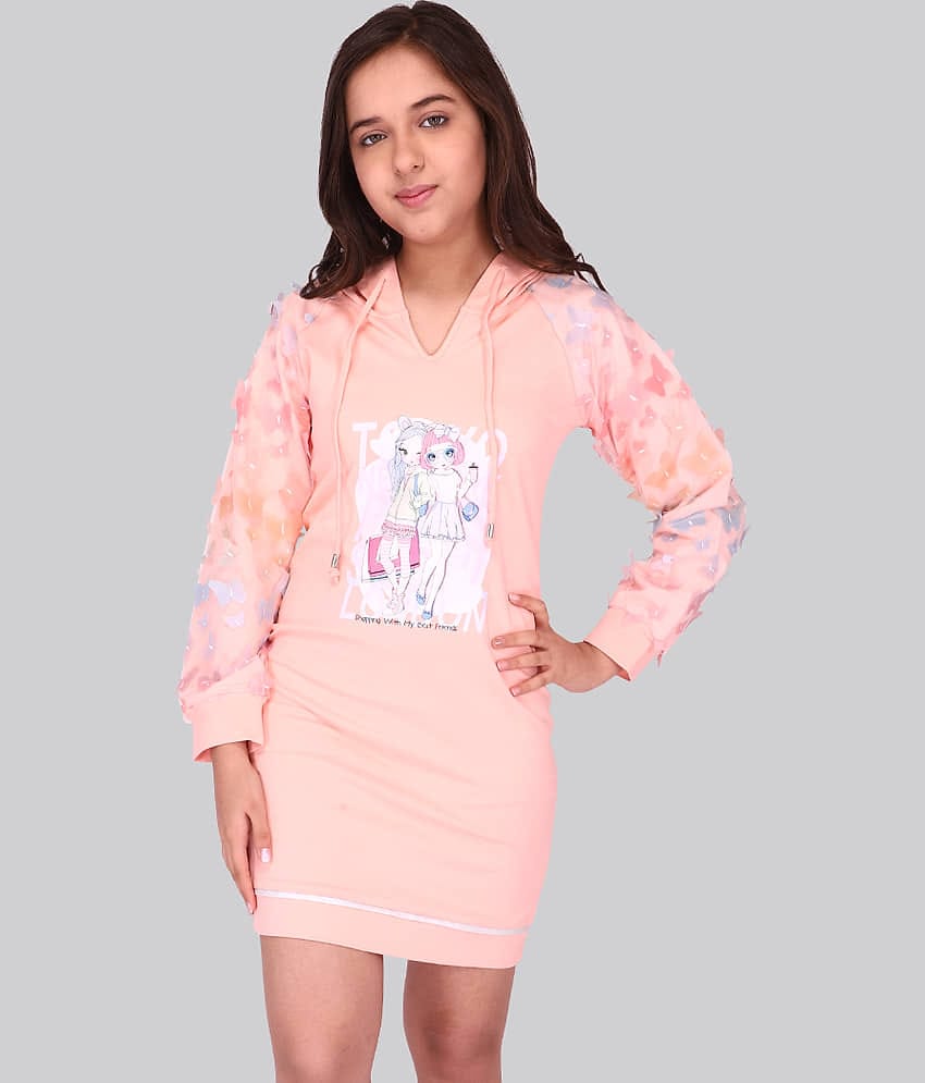 Cutecumber Polyester Shift Dress For Girls ( Pack of 1 , Peach )