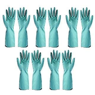 Aabha Reusable Rubber Hand Gloves for Washing/Cleaning Kitchen and Garden- Pair of 5 (Blue)
