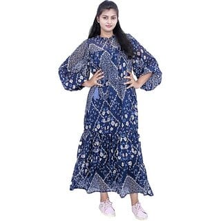 Radprix Women Maxi Dark Blue, Beige Dress