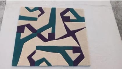 Hand Tufted New Zealand Wool Area Rug | Premium Floor Carpet 3x3 Feet (Abstract Design)
