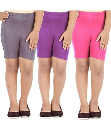 LULA Pack of 3 Girls Cotton Blend Cycling Shorts ( Multicolor )
