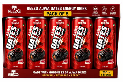 REEZQ Ajwa Dates Energy Drink  Zero Sugar | 250 ml pack of 5
