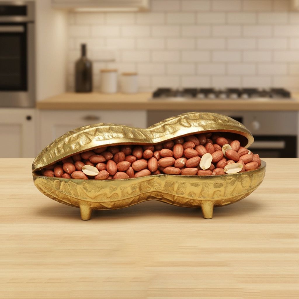 Aluminium Decorative Peanut Shape Dry Fruit Box No. 4 (ATMAS067 C)