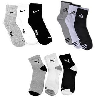 (Pack of 9 Pairs) Branded Men's Ankle Length Socks | Soft Breathable Casual & Sports Socks for Daily Wear