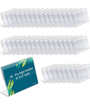 Rasper Acrylic Sign Holder L Shape Acrylic Table Display Stand Label Price Tag Name Card Holder for School Office Counter Restaurants Supermarket Store Shop Acrylic Food Tag (3x2 Inches) (Pack Of 10)