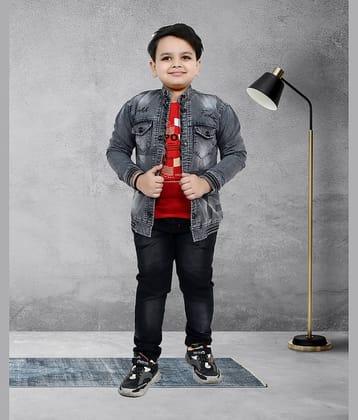 Arshia Fashions Pack of 1 Boys Denim T-Shirt & Jeans Set ( Brown )