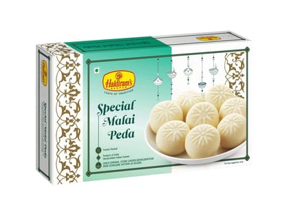 Haldiram's Special Malai Peda Packed Sweets - 250 Gm - Pack of 2 Haldiram's Special Malai Peda Packed Sweets - 250 Gm - Pack of 2