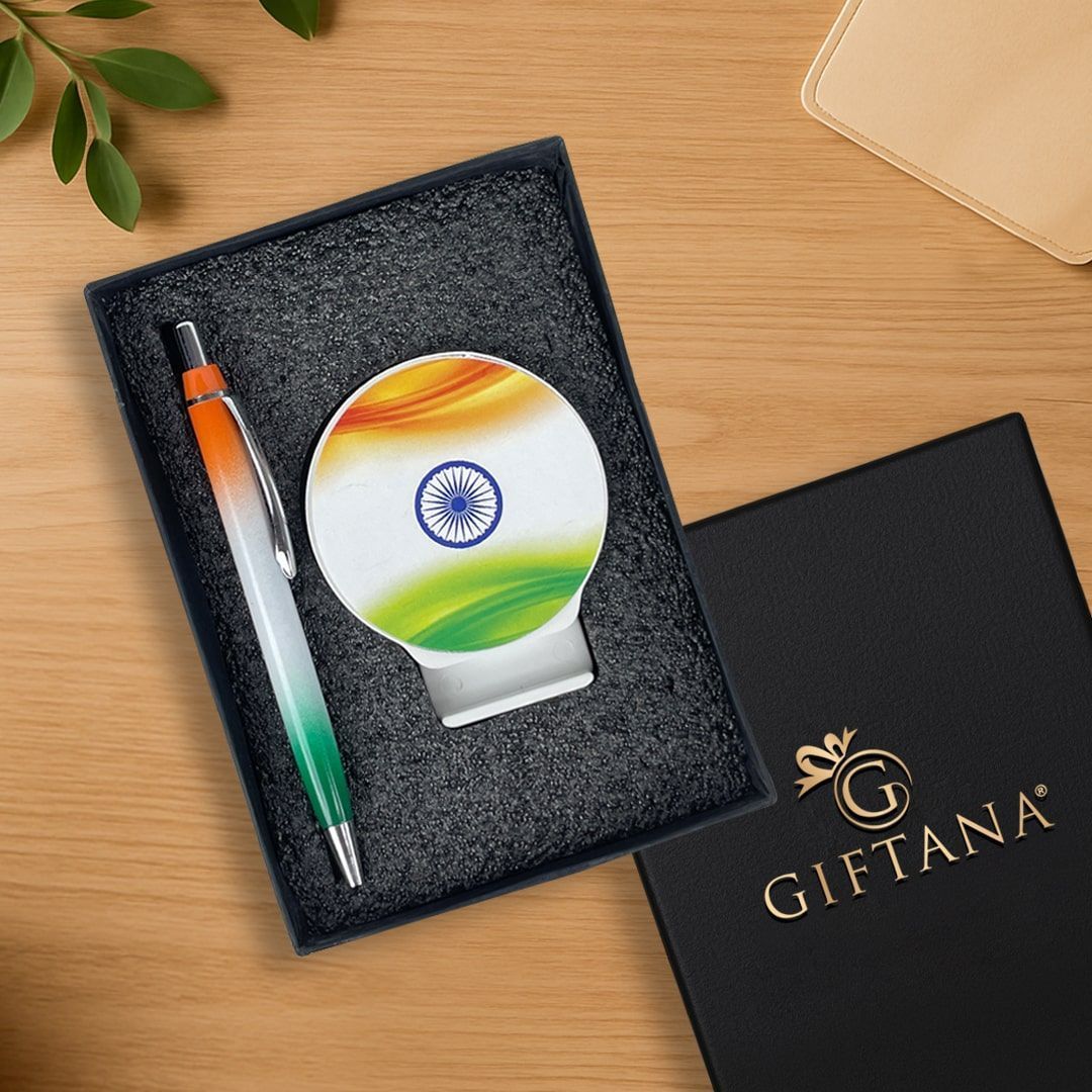 Tiranga Desk Pen with Stand - Patriotic Desk Gift