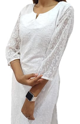 Mom And Me Georgette Chikankari Kurta (L) | Premium Embroidery | Ethnic Casual