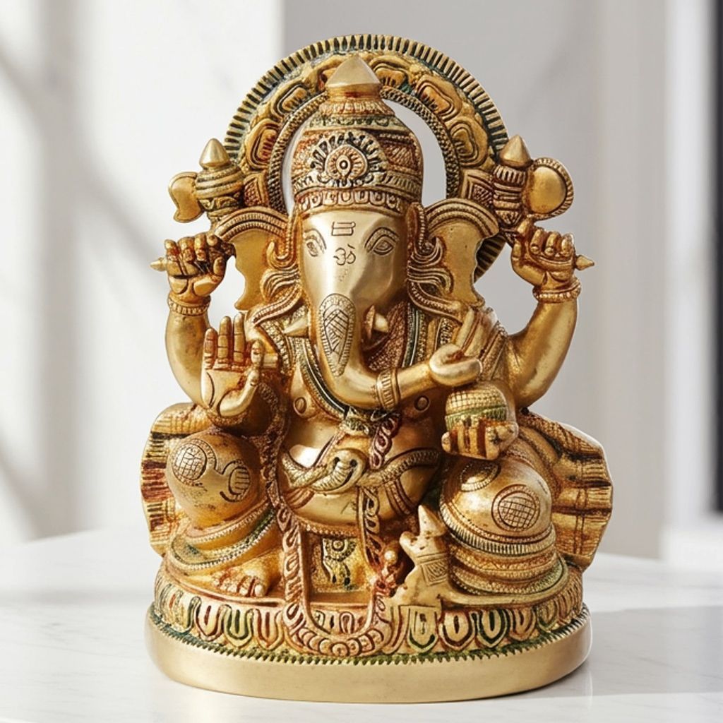 Brass Showpiece Ganesh Ji God Idol Statue (BSMAS477)