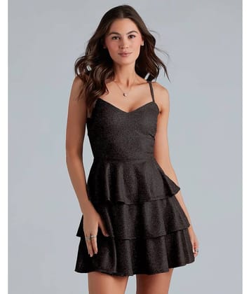 Addyvero Women Polyester Embellished Fit & Flare Dress ( Maroon )