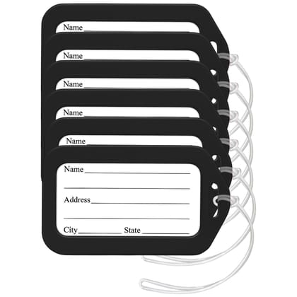 Panchhi Store Pack of 6 Luggage Tags for Suitcases, Travel Bags & Easy Bag Identification – Travel Accessories (Black)
