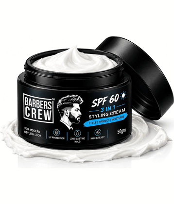 Barbers Crew SPF 60 3-in-1 Styling Hair Cream | Long Lasting Hold | Styling Wax 50 gm