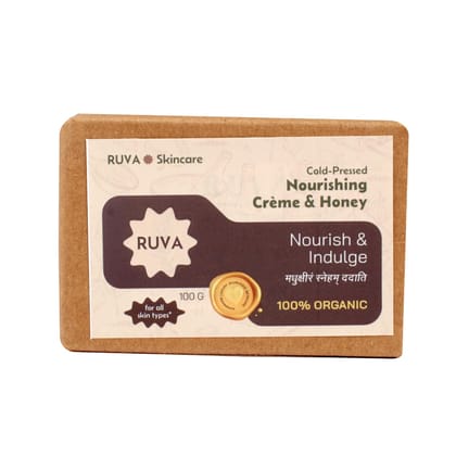 RUVA Handmade Nourishing Creme & Honey Cold-Pressed Ayurvedic Soap Bar | Deep Moisture & Glow, Ideal for Winter Care | Velvety Lather, Face Safe | Natural Skincare for All Skin Types RUVA Handmade Nourishing Creme & Honey Cold-Pressed Ayurvedic Soap Bar | Deep Moisture & Glow, Ideal for Winter Care | Velvety Lather, Face Safe | Natural Skincare for All Skin Types