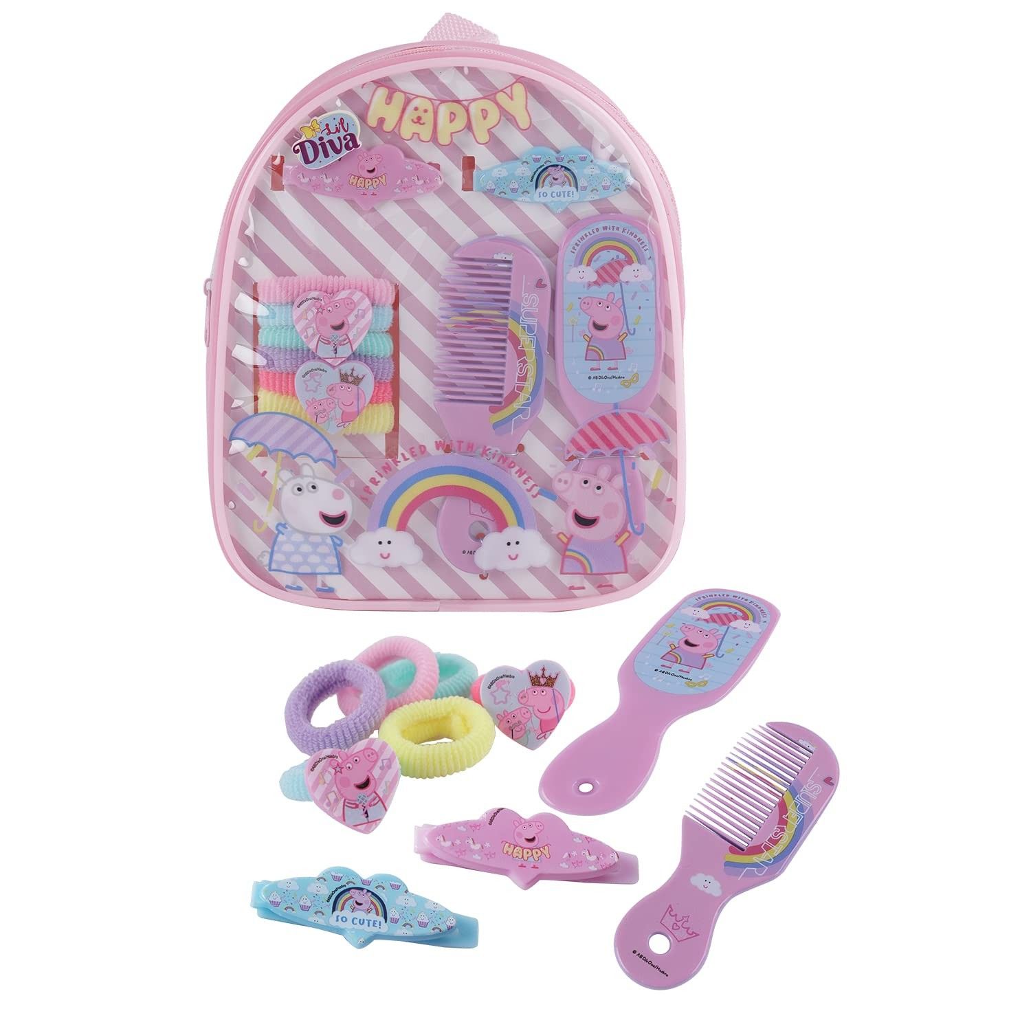 Li'l Diva Peppa Pig Hair Accessories Pack of 10 For Girls 3 Years and Above