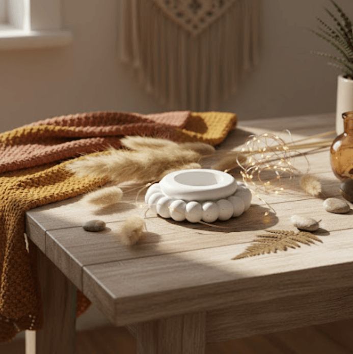 Combo 4 - round bubble tray + Round Candle Holder