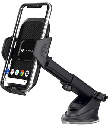 Portronics Clamp M Car Mobile Holder with 360degree Rotational, Strong Suction Cup, One Click Release Button Compatible with 4 to 6 inch Devices(Black)
