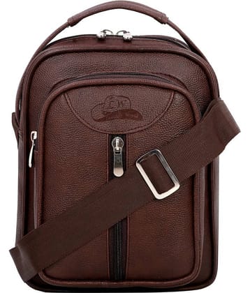 Leather Gifts Brown Solid Messenger Bag
