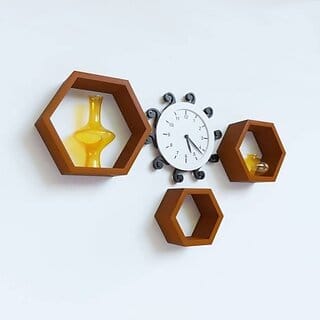 Onlinecracts Bedroom Wall Decor Wooden Wall Shelf (Number Of Shelves - 3, Brown)